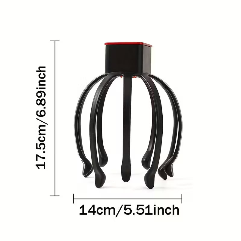 USB Rechargeable 3-Speed Electric Octopus Scalp Massager for Portable Stress Relief.