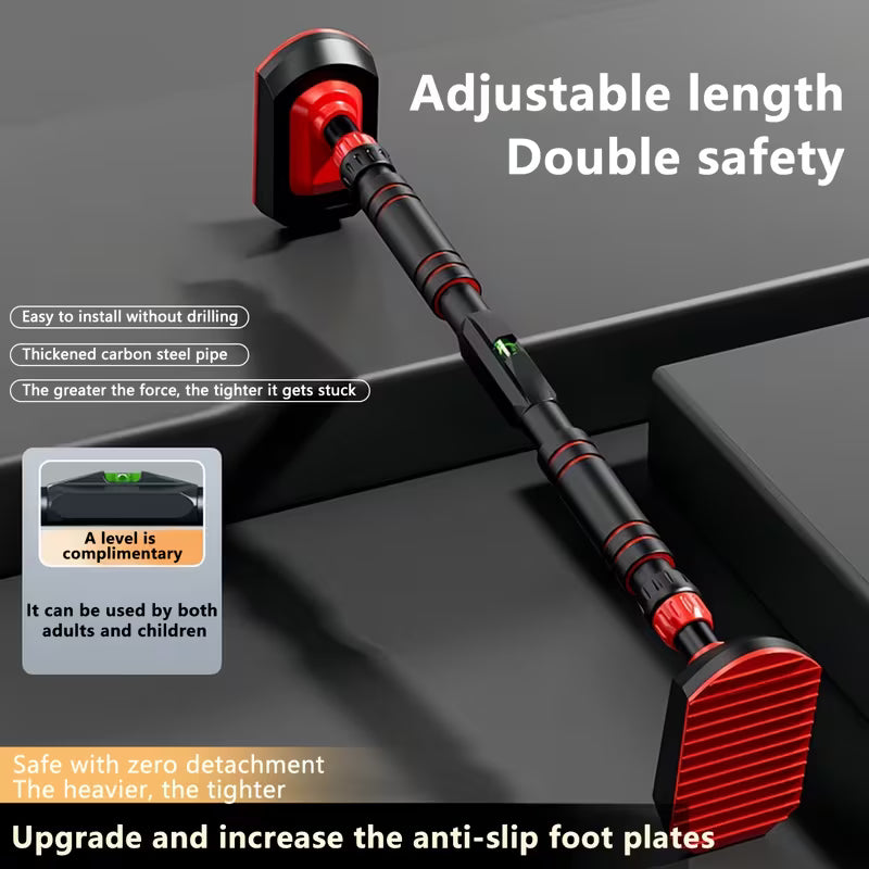 Adjustable No-Drill Door Pull-Up Bar with Level Meter