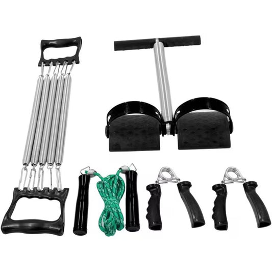 Multi-Function Chest Expander with 5-Spring Resistance – Portable Full-Body Workout Set