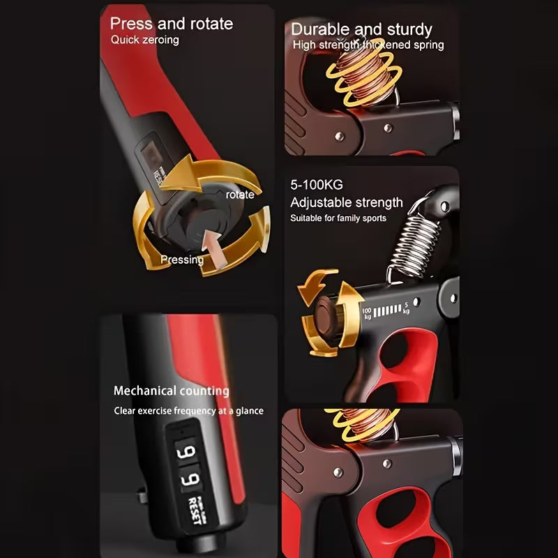 Adjustable Hand Gripper 5–100KG – Grip Strength Trainer with Mechanical Counter