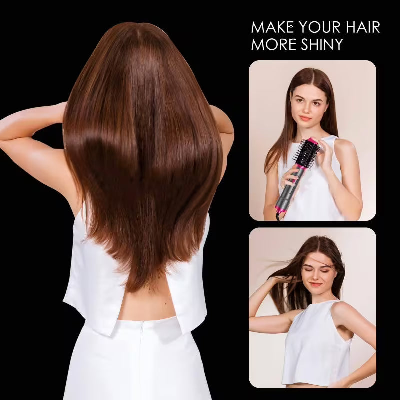 5-in-1 Hair Styler – 1000W Hot Air Dryer Brush & Rotating Hair Wrap Set
