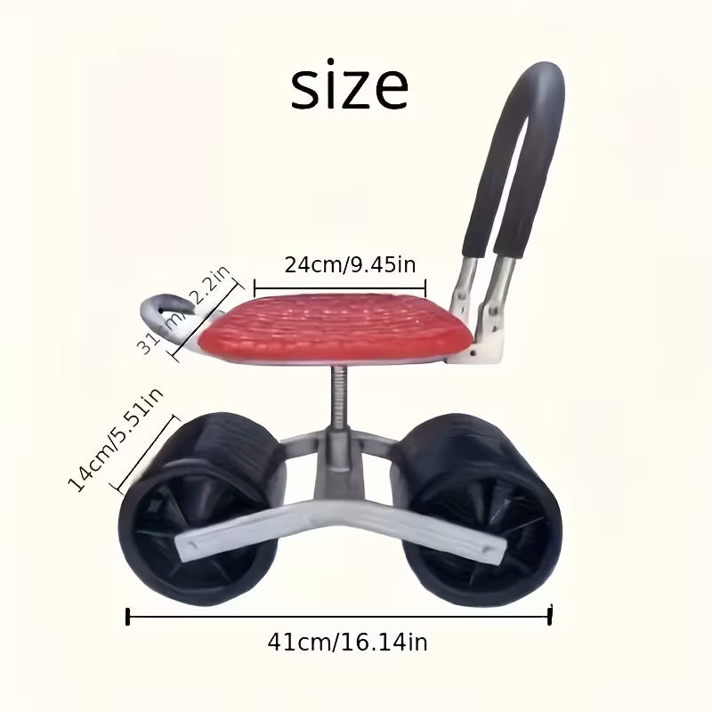 Gardening Stool with Wheels | Rolling Garden Workbench Chair with Casters | Adjustable & No Assembly Required