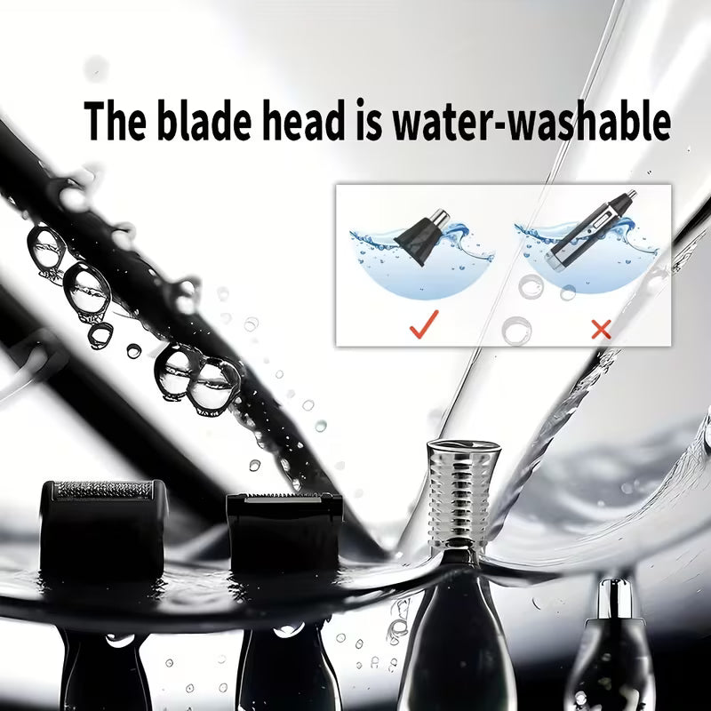KM-6630 4-in-1 Rechargeable Nose & Ear Hair Trimmer for Men – Professional Grooming Tool