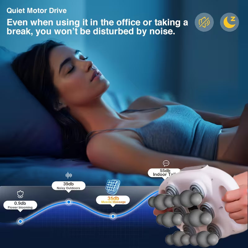 18-Head Electric Body Massager with Heat & Vibration | USB Rechargeable