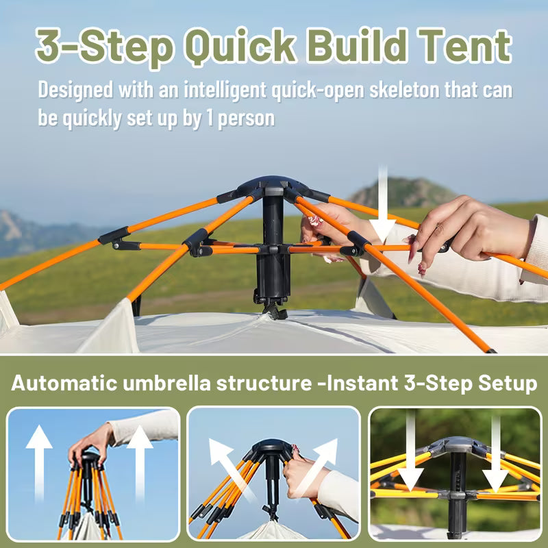 Portable Camping Tent with 2 Doors & 2 Windows