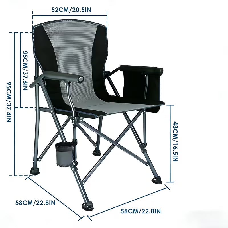 Heavy-Duty Folding Camping Chair – High Back & Cup Holder