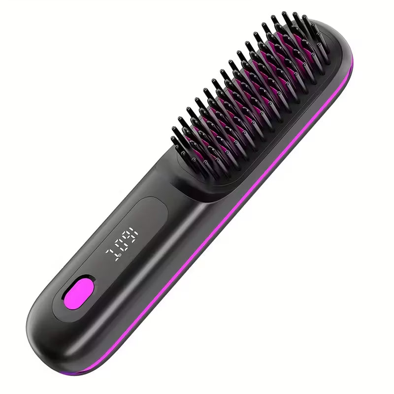 Cordless Hair Straightener Brush – Rapid Heating, Travel-Friendly Styling Tool