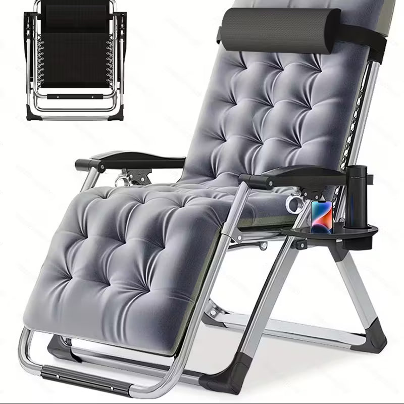 Heavy-Duty Zero Gravity Lounge Chair with Cushion & Cup Holder