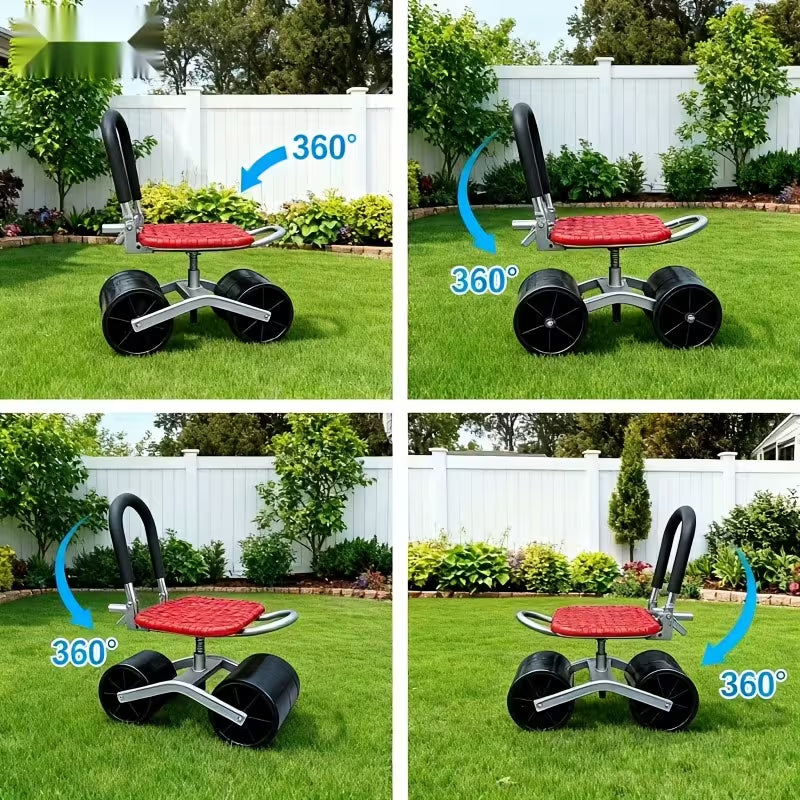 Gardening Stool with Wheels | Rolling Garden Workbench Chair with Casters | Adjustable & No Assembly Required