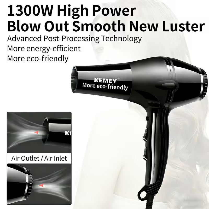 Professional Salon Hair Dryer 1300W – Negative Ionic Fast-Dry Blow Dryer