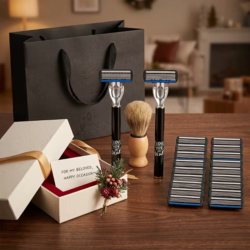 Men’s 6-Blade Razor Set – 2 Handles + 24 Refills