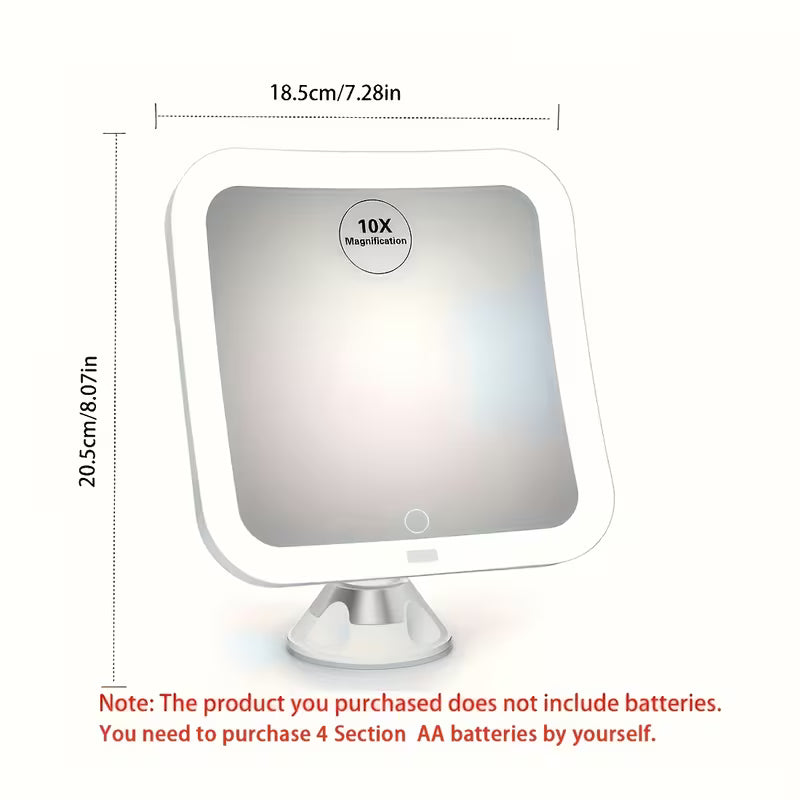 10X LED Suction Cup Vanity Mirror – 2 Light Modes