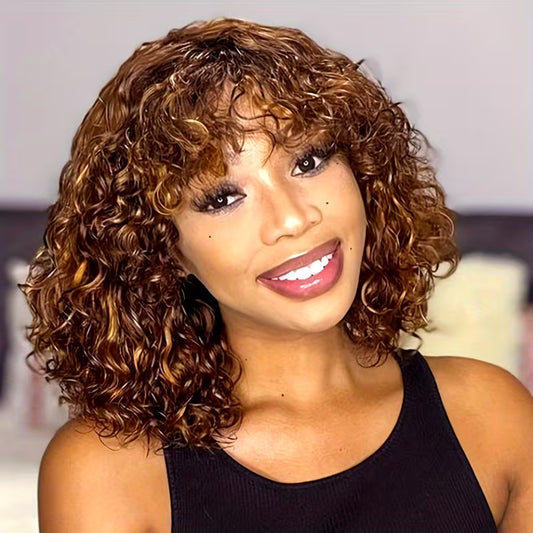 Blonde Balayage Brazilian Bob Wig – Deep Wave, 200% Density