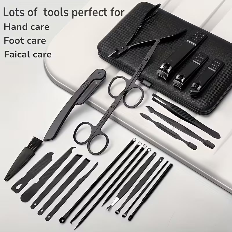 Luxury Manicure & Pedicure Set (7/10/24pcs) – Stainless Steel Nail Care Kit with Travel Case