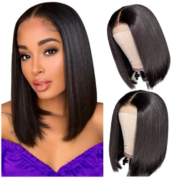 4x4 Glueless Human Hair Bob Wig 10 Inch Straight