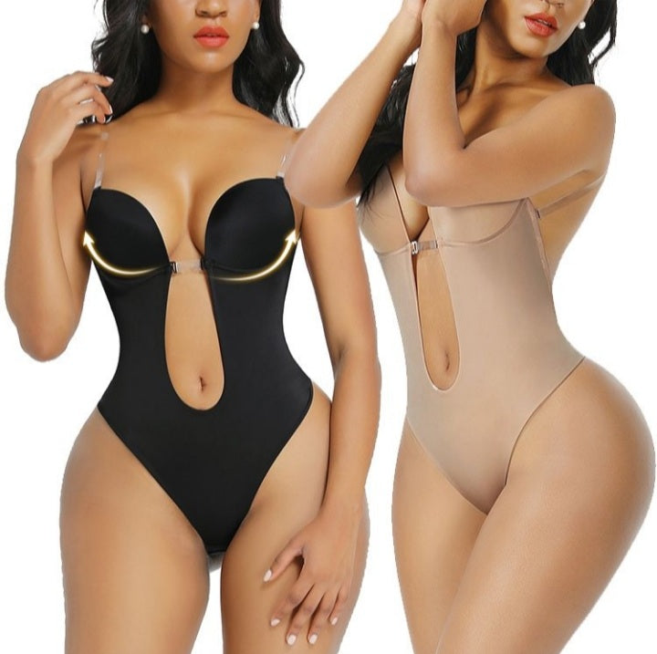 Seamless U-Plunge Backless Bodysuit Shapewear