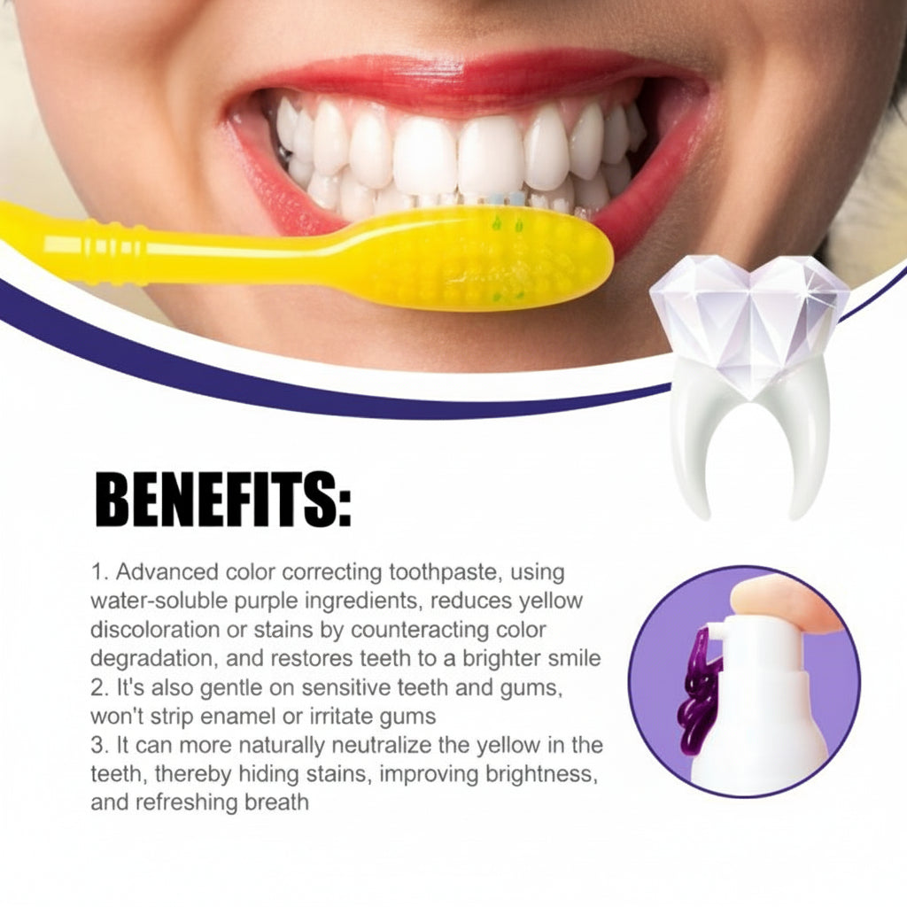 V34 Purple Toothpaste Whitening Gentle Care for Sensitive Teeth