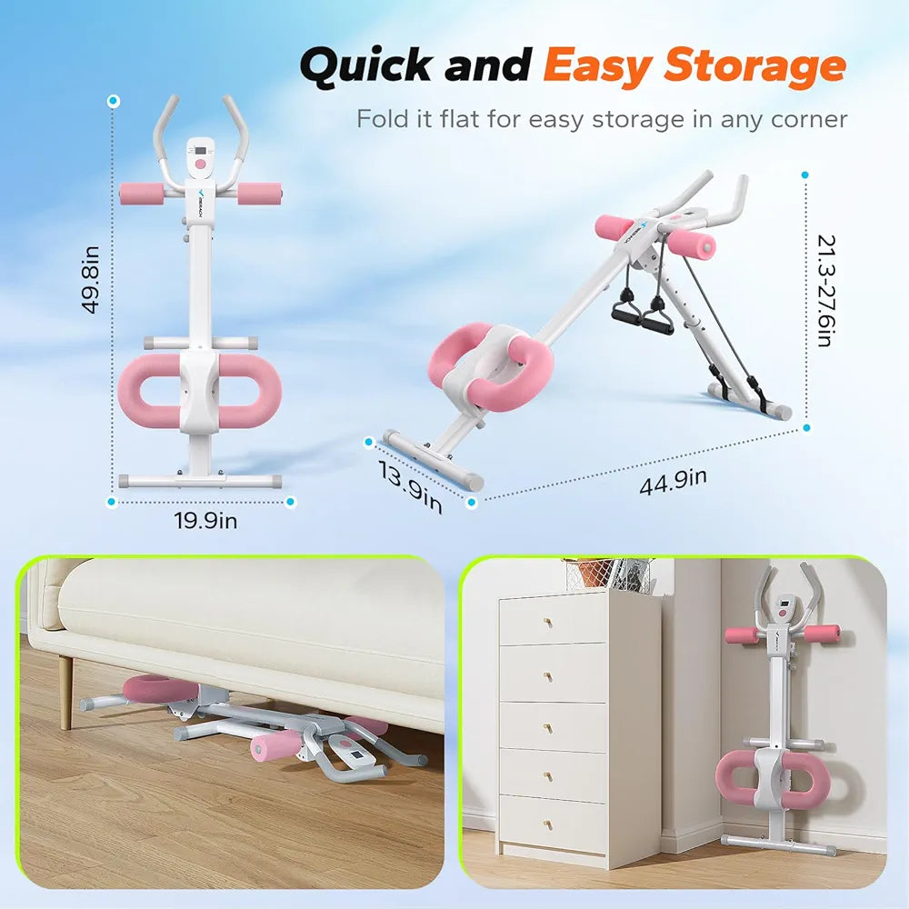 MERACH Adjustable Ab Trainer Foldable Machine for Abs Workout at Home Gym - White