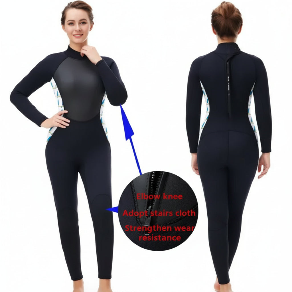 Women's Diving Suit Surfing Scuba Snorkelling Suit Full Swimsuit With Sleeve Length 3 mm