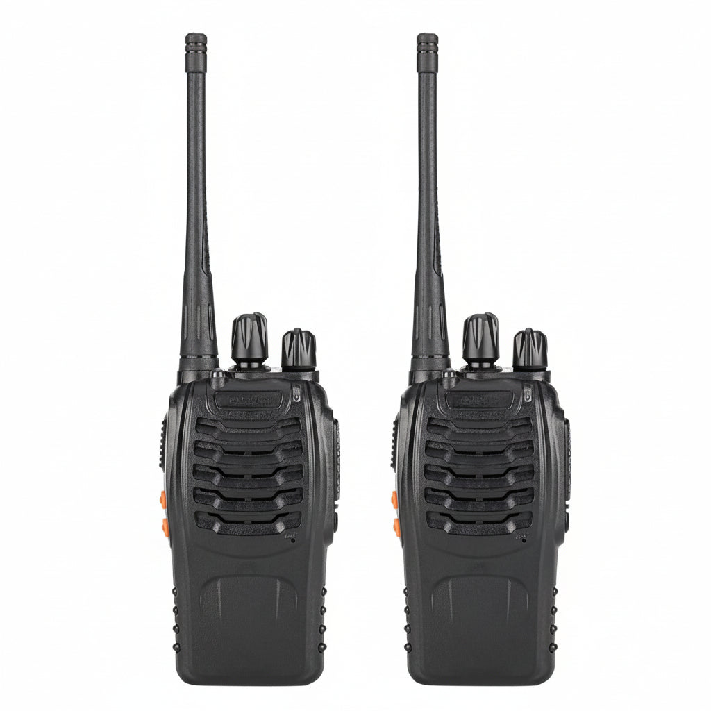 Long Range Walkie Talkies-Earpiece & LED Flashlight 2 Pack Black