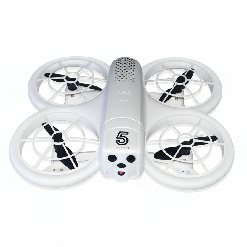 Starter Toy Drone - Dual Cameras, Wi-Fi FPV, Prop Guards (White)