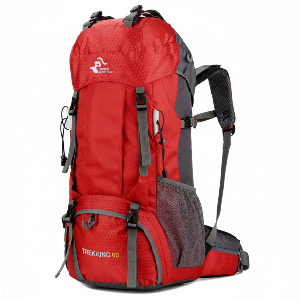 60L Water Resistant Camping Backpack With Rain Cover