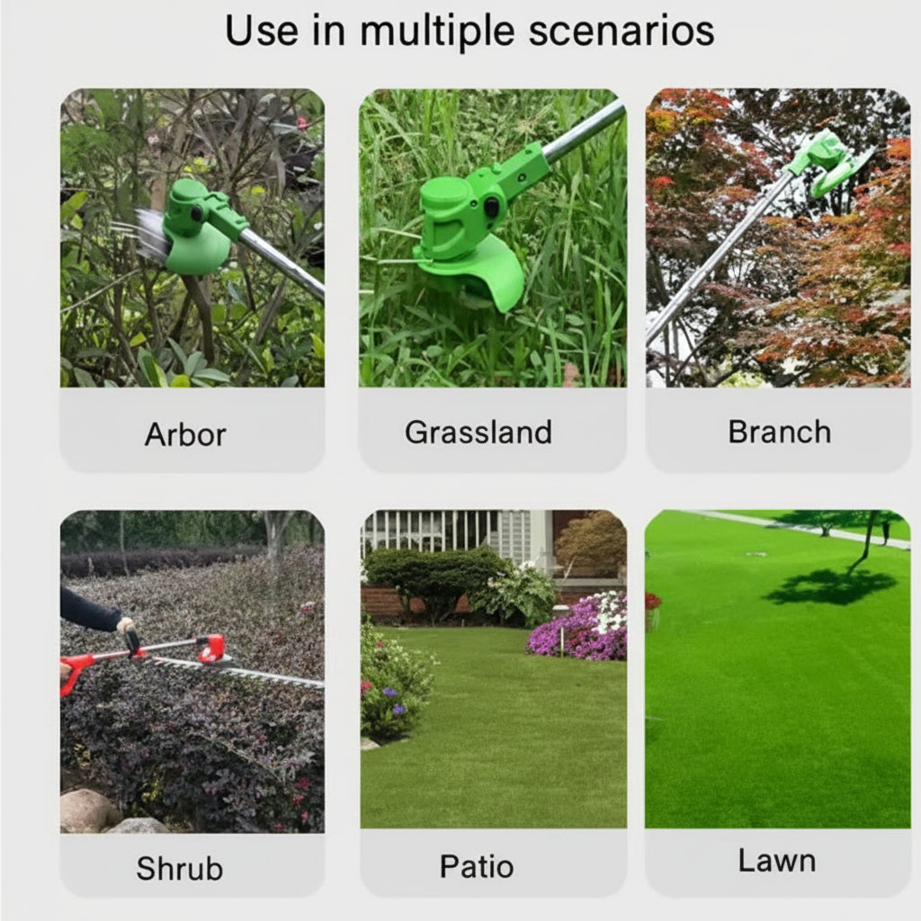Multifunctional Folding Electric Lawn Mower With 3 Kind Blades-Green