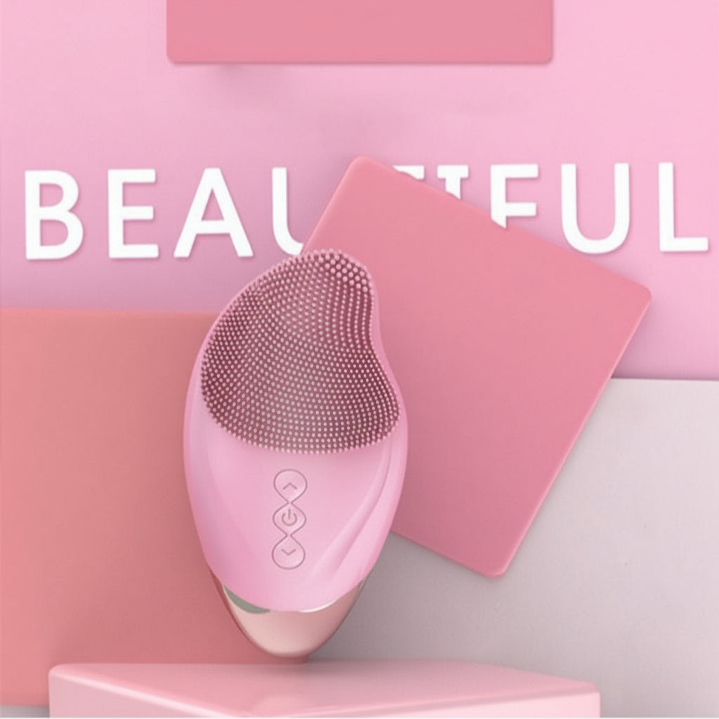Facial Cleansing Device, Waterproof Beauty Instrument, Eye Beauty Device - Pink
