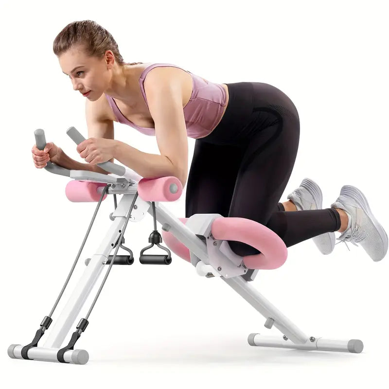 MERACH Adjustable Ab Trainer Foldable Machine for Abs Workout at Home Gym - White