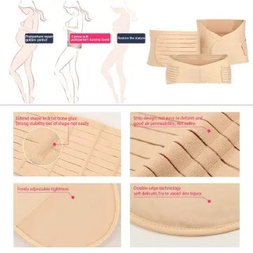 3-in-1 Postpartum Belly Wrap Set Apricot