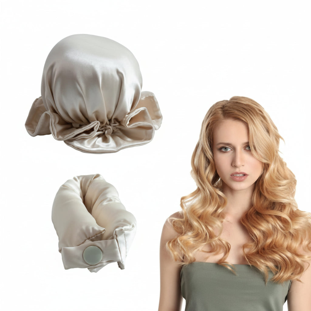 Curling Rod & Cap Satin Heatless Hair Rollers Set