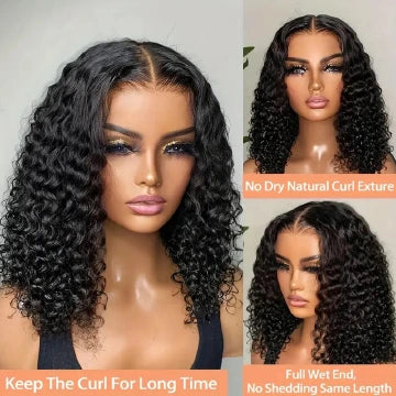 12 Inch Synthetic Bob Wig for Women Black Water Wave Style