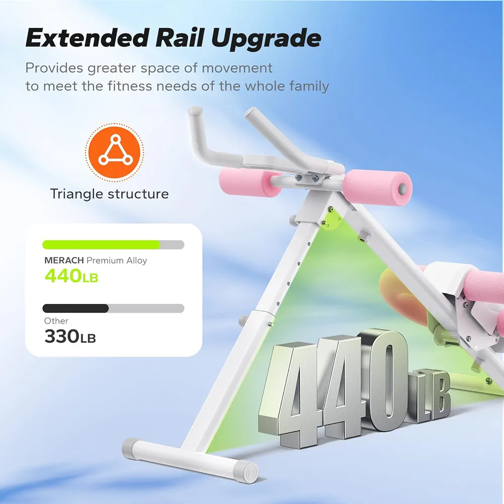 MERACH Adjustable Ab Trainer Foldable Machine for Abs Workout at Home Gym - White