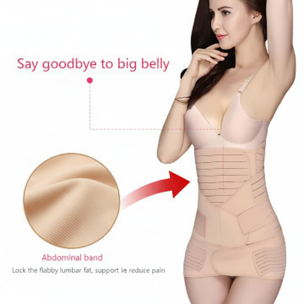 3-in-1 Postpartum Belly Wrap Set Apricot
