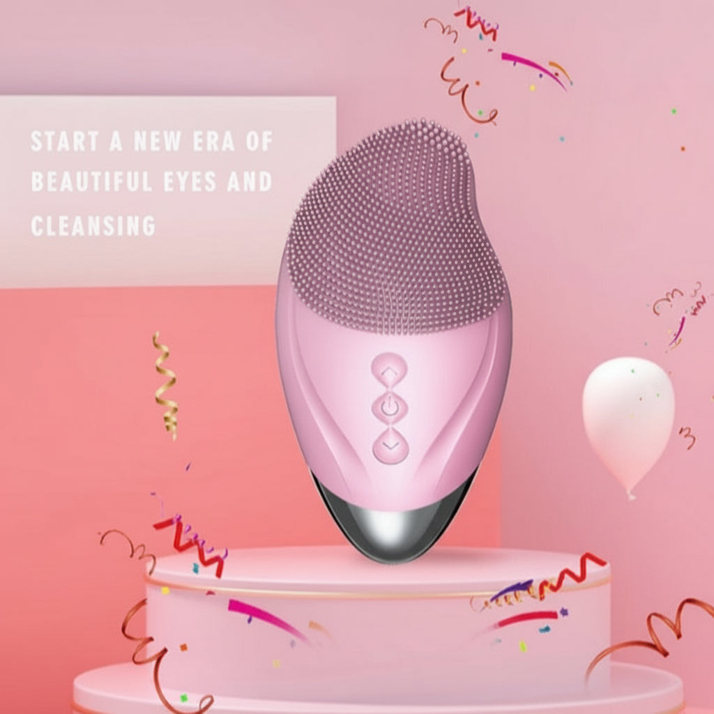 Facial Cleansing Device, Waterproof Beauty Instrument, Eye Beauty Device - Pink