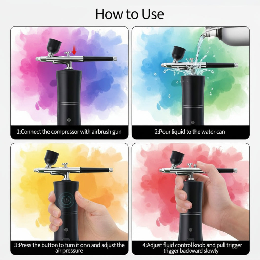 Portable Airbrush Compressor Kit – For Nails, Art, Cake & Makeup