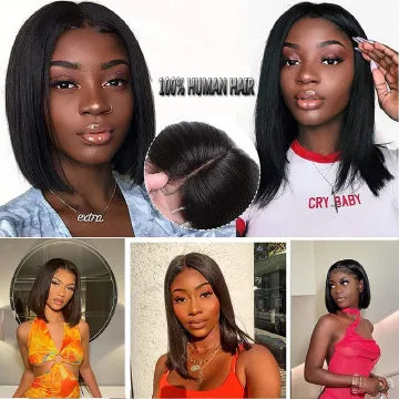 4x4 Glueless Human Hair Bob Wig 10 Inch Straight