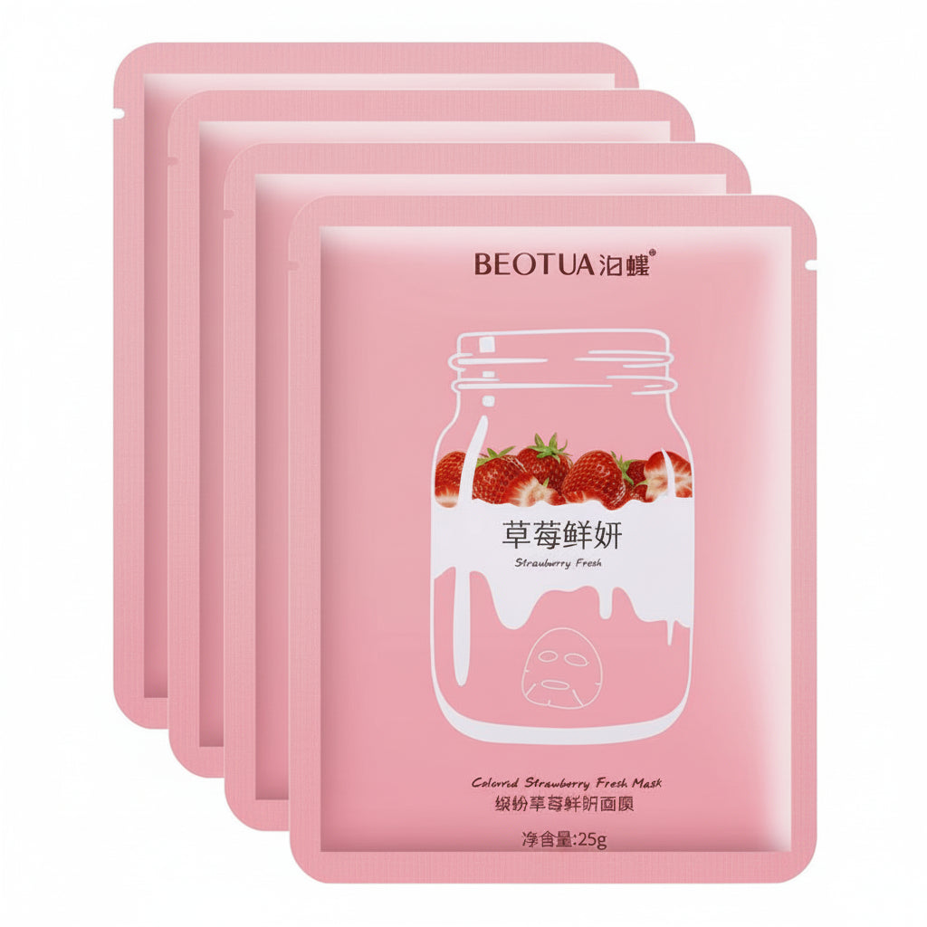 Nordik Beauty Korean Purifying Vitamin C Strawberry Face Sheet Mask(4 Pack)
