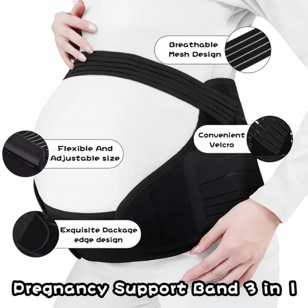 Adjustable Breathable Maternity Belly Band Black 2XL