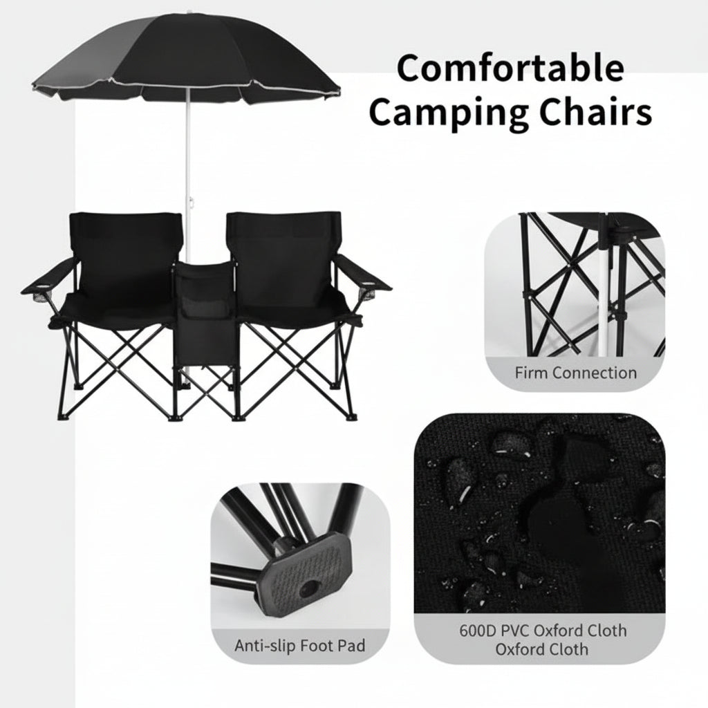 Portable Double Folding Chair Outdoor Camping Chair