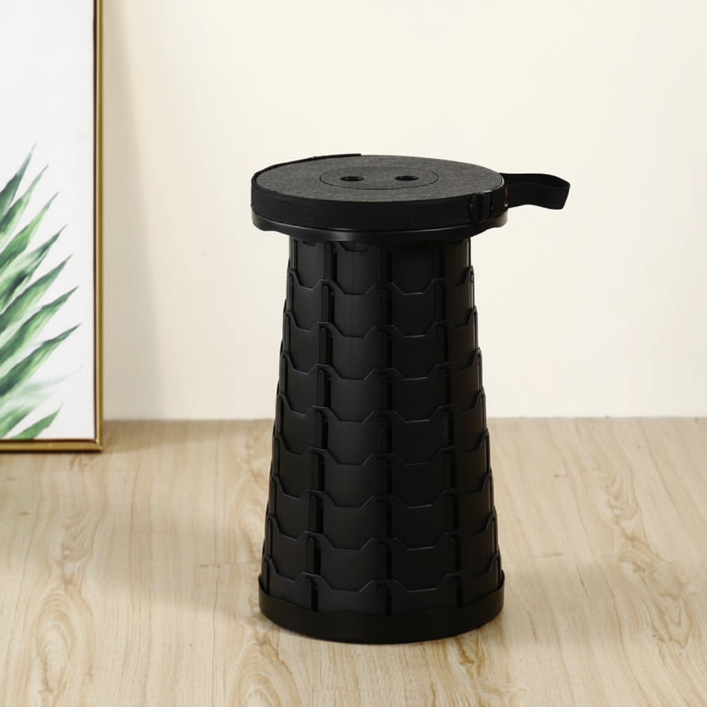 Portable Retractable Folding Stool-Black