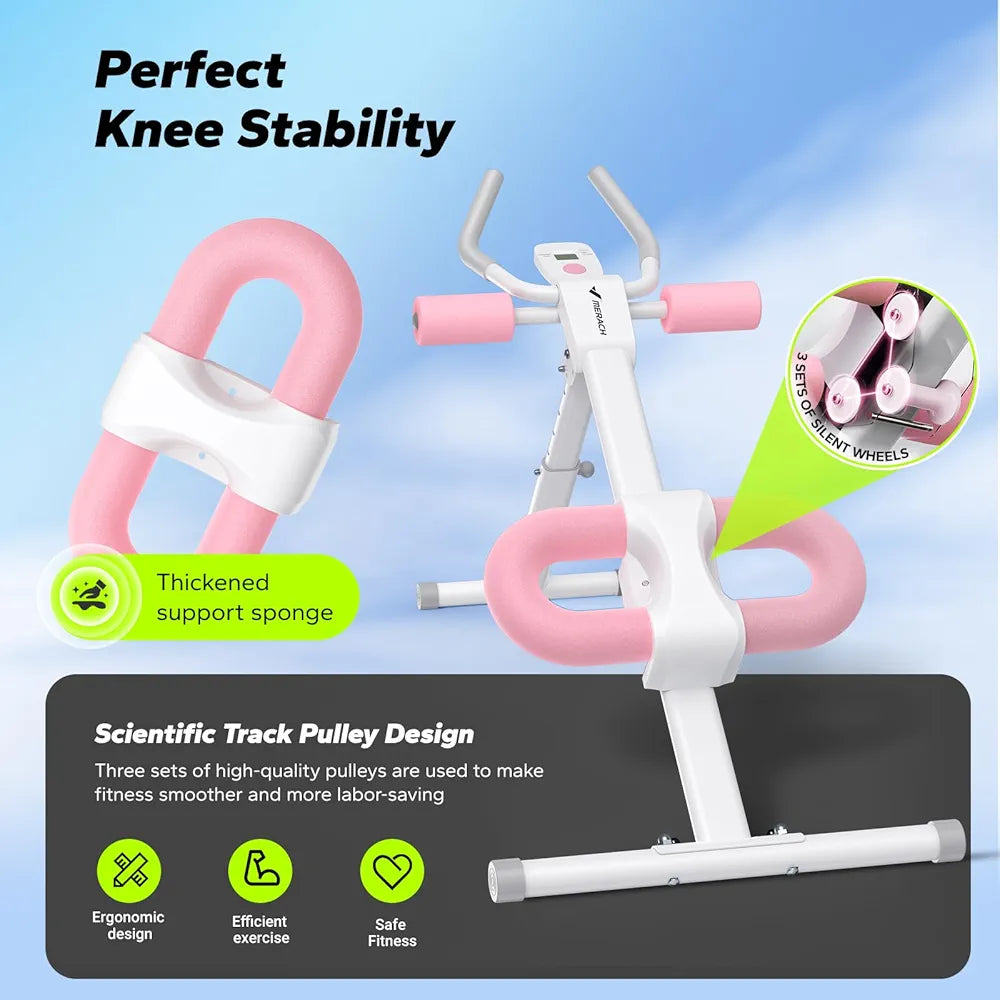 MERACH Adjustable Ab Trainer Foldable Machine for Abs Workout at Home Gym - White