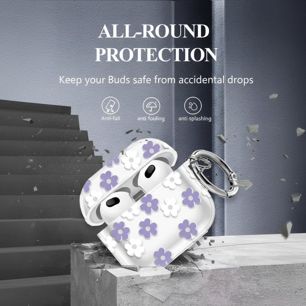 Shinny Flowers Soft TPU Protective Cover Case Compatible With AirPods 4