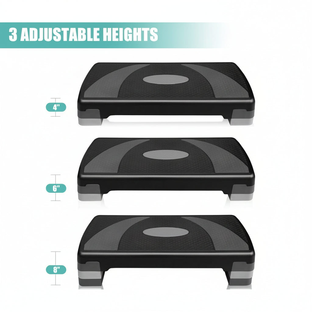 Large Triple Height Fitness Step Board for Home & Gym Workouts