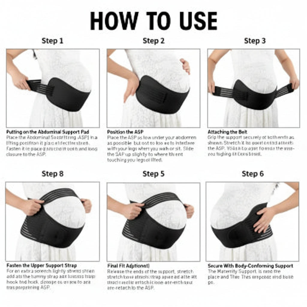 Adjustable Breathable Maternity Belly Band Black 2XL