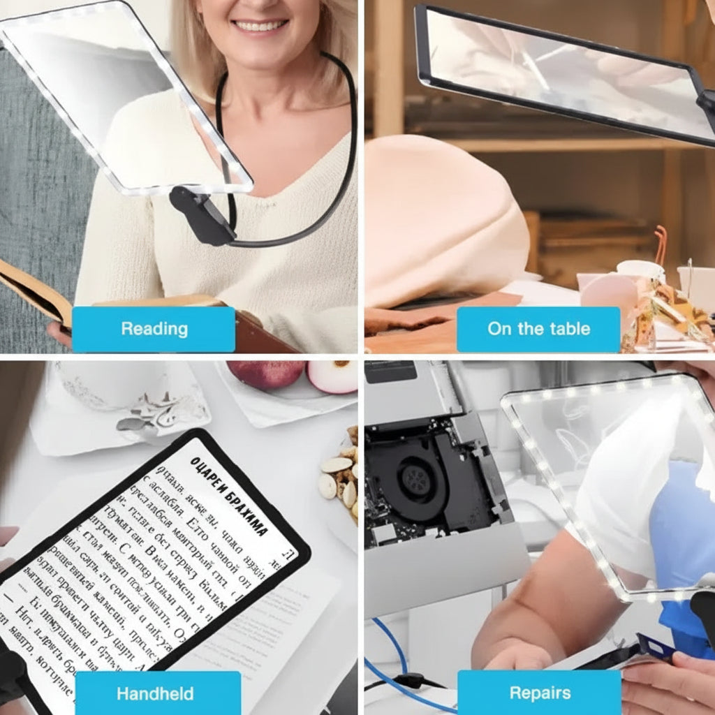 LED Light Magnifier Neck Hanging Handheld Desktop Multifunctional Rechargeable Elderly Reading Artifact