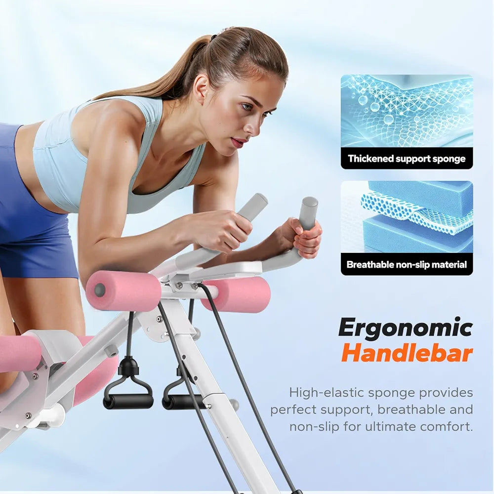 MERACH Adjustable Ab Trainer Foldable Machine for Abs Workout at Home Gym - White
