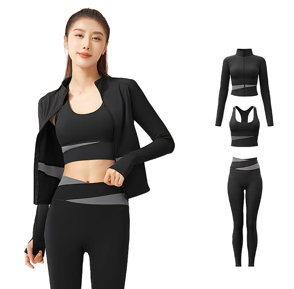 Tracksuits for Ladies - Sports Bra-Fitness Jacket 3 Piece Set