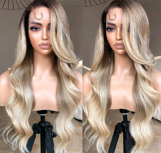 Ombre Blonde Body Wave(human blend)High Quality