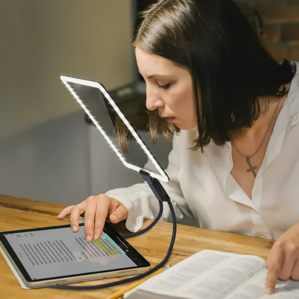 LED Light Magnifier Neck Hanging Handheld Desktop Multifunctional Rechargeable Elderly Reading Artifact